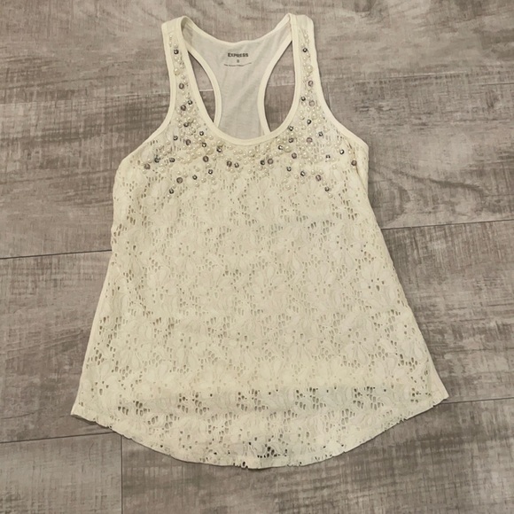 Express Tops - Express sparkle lace racer back tank top